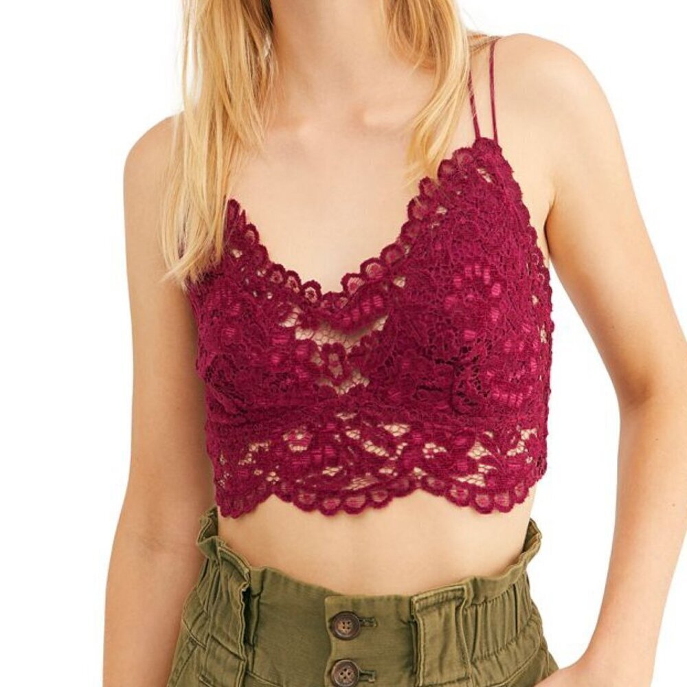 NWT Free People Celine bralette in wine ned, XS